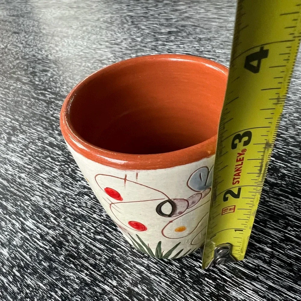 Handpainted and signed‎ Pig and Dragonfly Votive / Cup